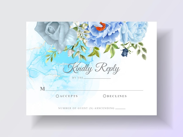 Elegant blue roses wedding invitation template