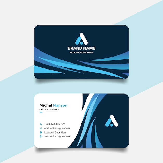 Vector elegant blue wavy business card design template vector