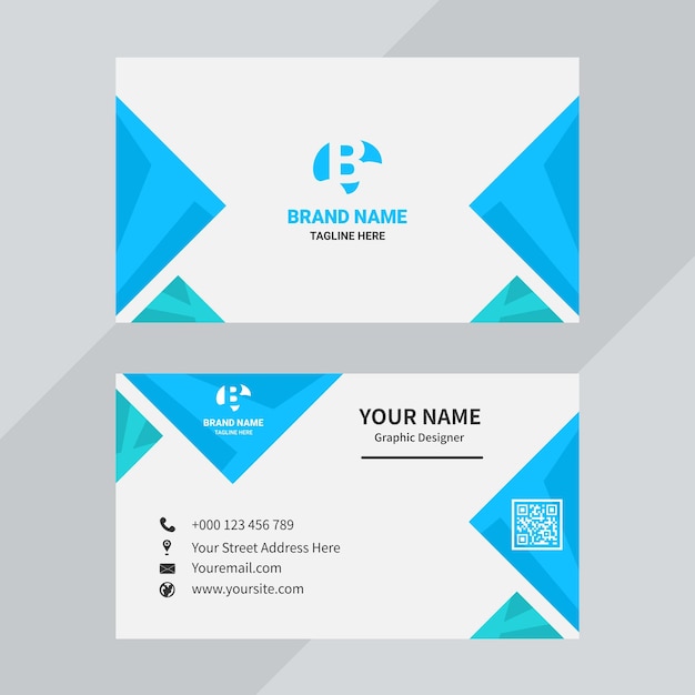 Elegant blue and white modern business card template