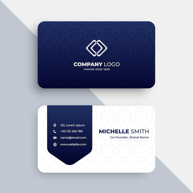 Elegant blue and white pattern business card template