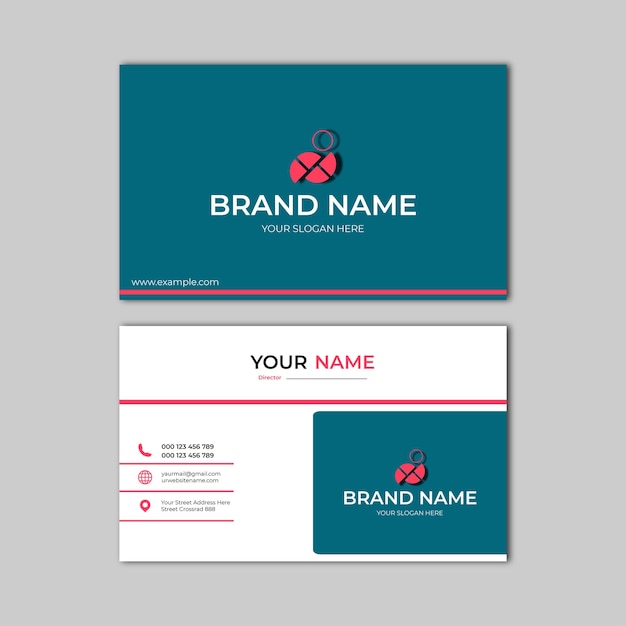 elegant blue white and red modern business card design