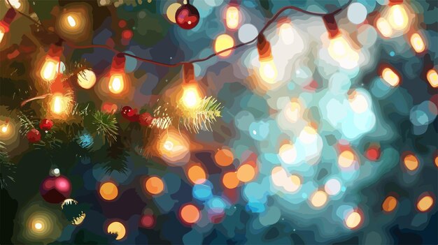 Vector elegant blurred christmas garland vector illustration