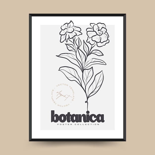 Elegant Botanical abstract wall arts. Floral vector poster collection.