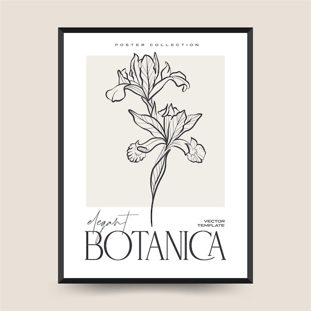 Elegant Botanical abstract wall arts. Floral vector poster collection.