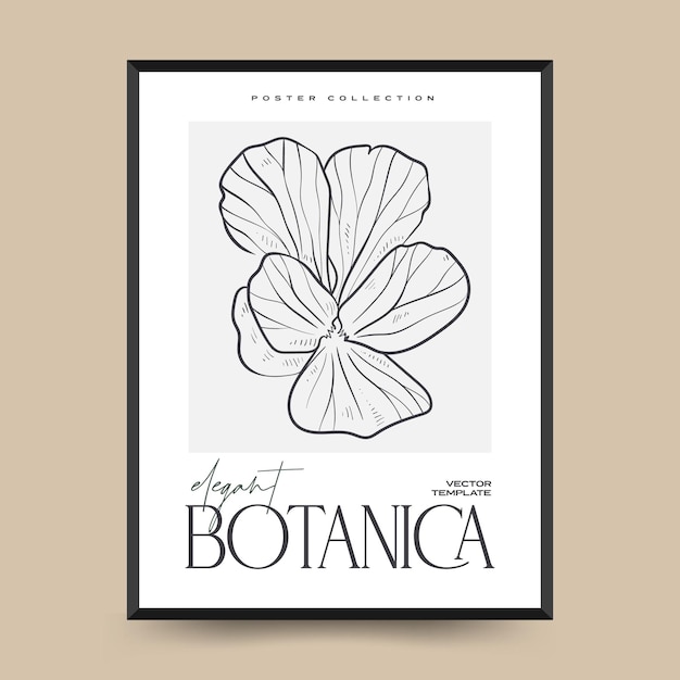 Elegant Botanical abstract wall arts. Floral vector poster collection.