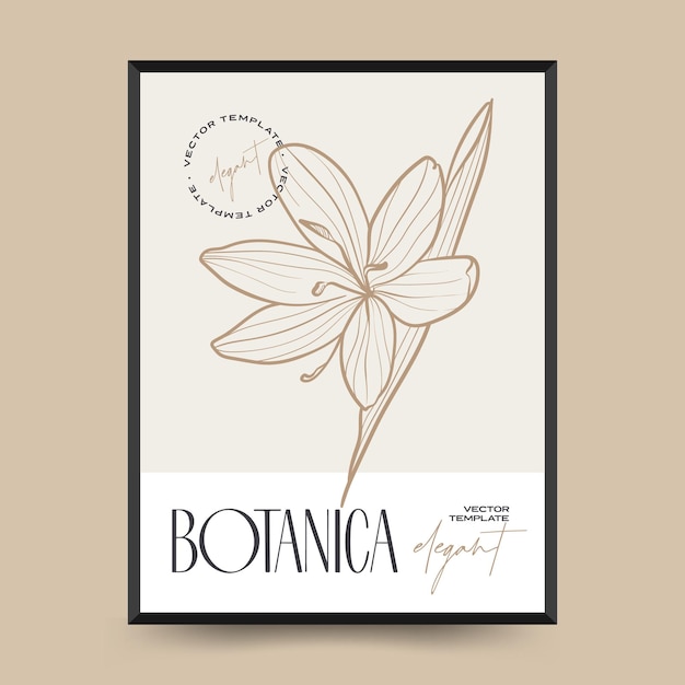 Elegant Botanical abstract wall arts. Floral vector poster collection.