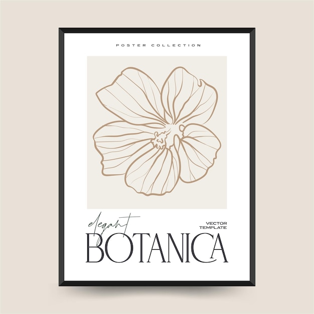 Elegant Botanical abstract wall arts. Floral vector poster collection.