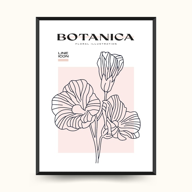 Elegant Botanical abstract wall arts. Floral vector poster collection.