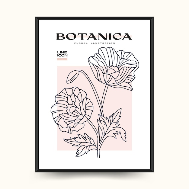 Elegant Botanical abstract wall arts. Floral vector poster collection.