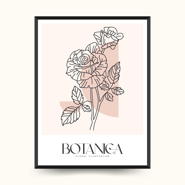 Elegant Botanical abstract wall arts. Floral vector poster collection.