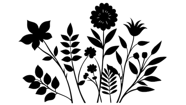 Vector elegant botanical and flower bouquet silhouettes trends and inspiration