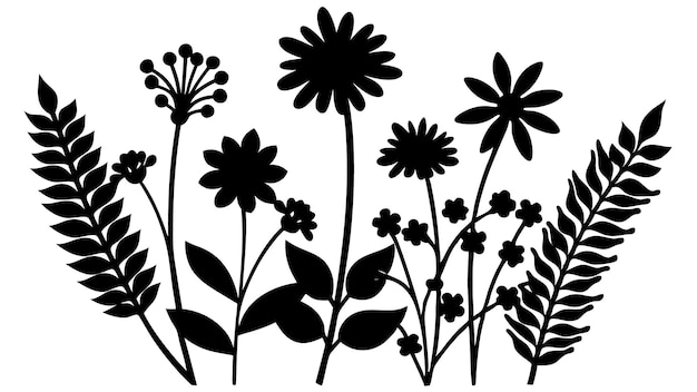 Vector elegant botanical and flower bouquet silhouettes trends and inspiration