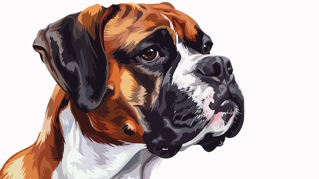 Elegant Boxer Dog Vector on White Background