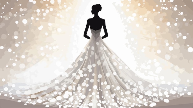 Elegant Bride in Beautiful Wedding Dress Silhouette