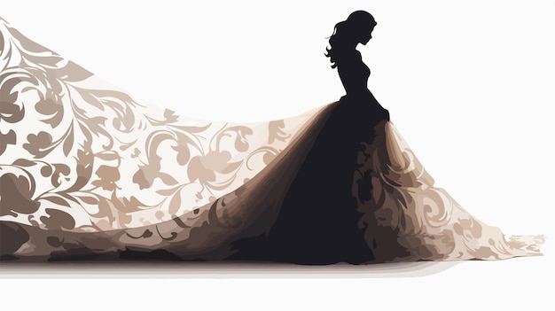 Elegant Bride in Beautiful Wedding Dress Silhouette