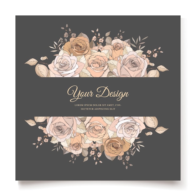 elegant brown floral invitation card template