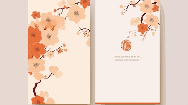 Vector elegant brown floral japanese invitation template card