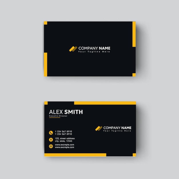 Elegant business card design template in black and yellow colour