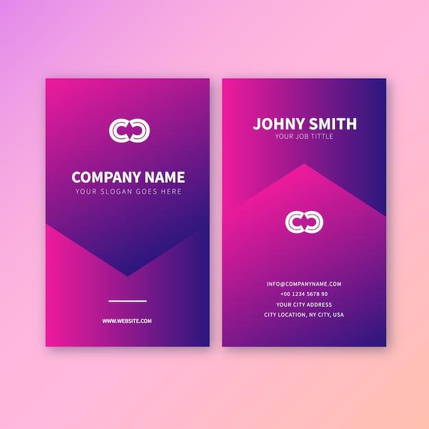 Elegant Business Card Template in purple and pink gradient