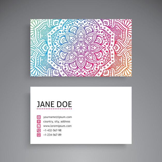 Elegant business card with mandala design