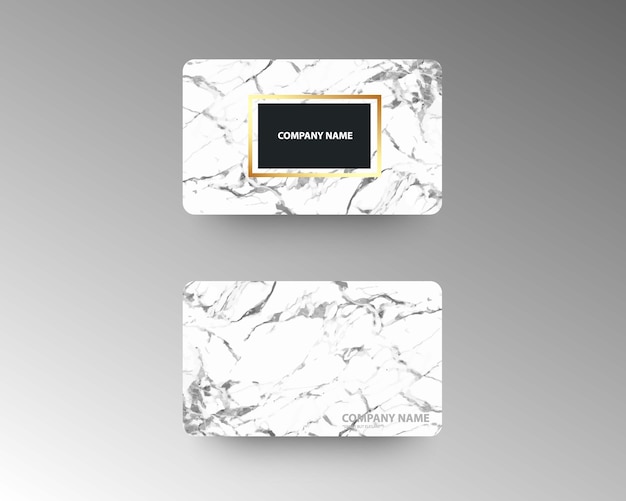 Elegant business cards with marble texture and gold