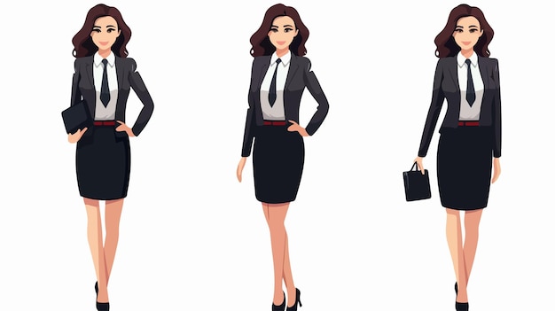 Elegant Business Woman Avatar Character Vector Illustration