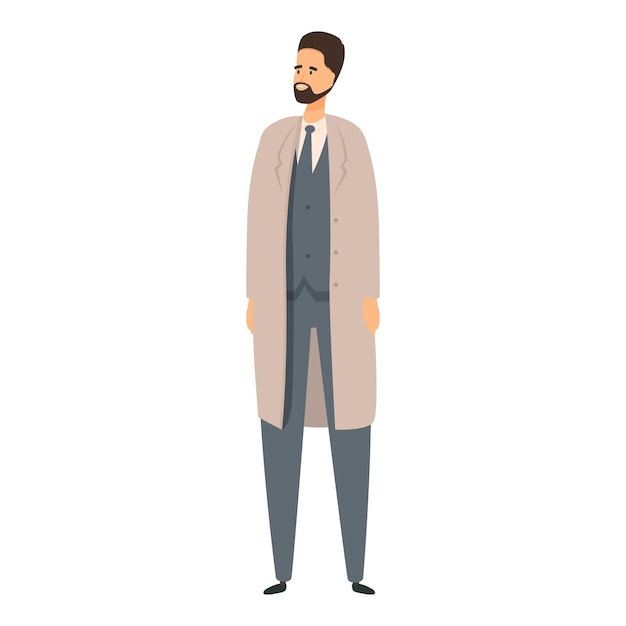 Vector elegant businessman wearing suit and coat standing posing for a photo