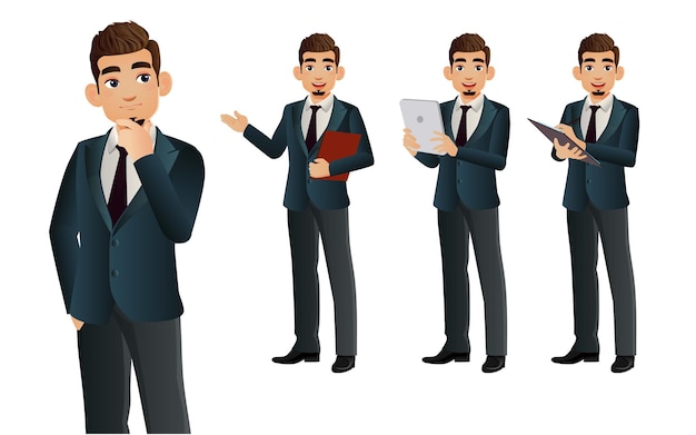 Elegant businessman with different poses.  