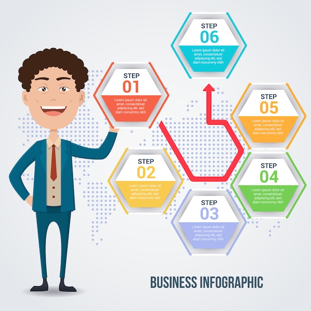 Elegant businessman with infographic template