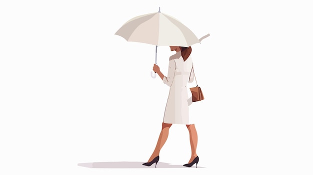 Vector elegant businesswoman with white umbrella vector illustration