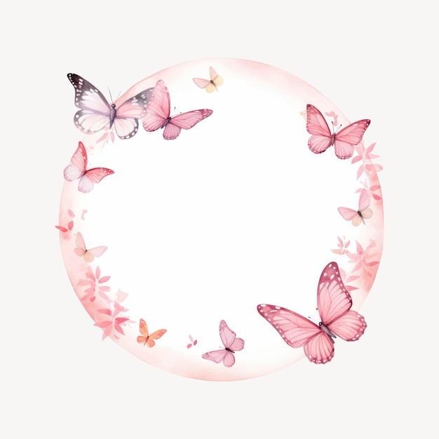 Vector elegant butterfly floral frame