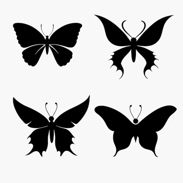 Elegant Butterfly Icons Vector Set Stylish Black Butterfly Silhouettes Pack