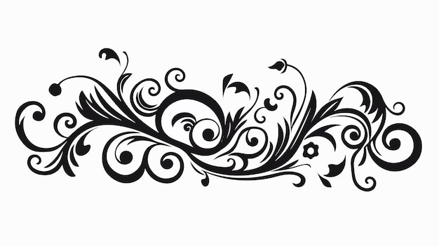 Elegant Calligraphic Pattern with Delicate Curls on White Background