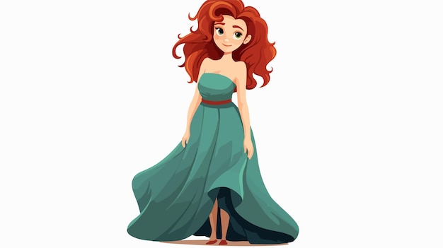 Elegant Cartoon Woman Leaning in Dress Vector Illustration