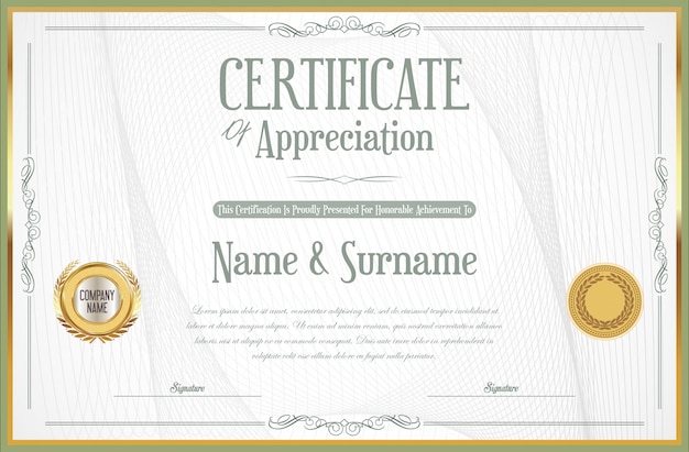 Elegant certificate or diploma retro vintage design 