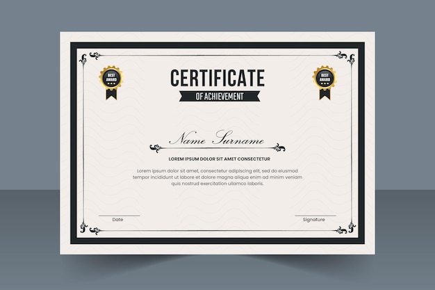 Elegant certificate template or Professional diploma certificate template