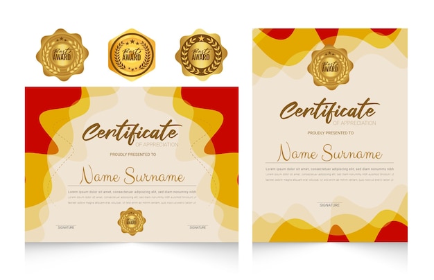 Elegant Certificate Template with best award badge set design