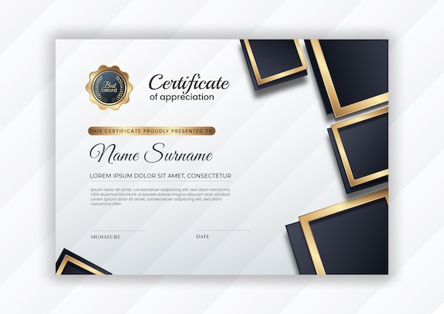 Elegant certificate template with gradient color