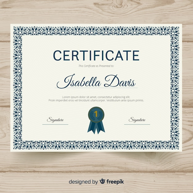 Elegant certificate template with ornamental frame