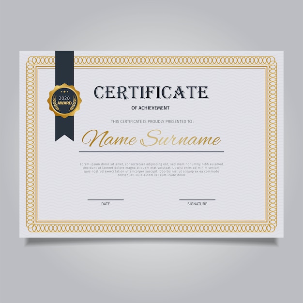 Elegant certificate template with vintage gold ornament frames