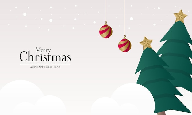 Elegant Christmas Background with Christmas Tree and Bulb