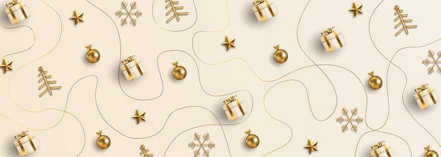 Elegant christmas banner with golden elements