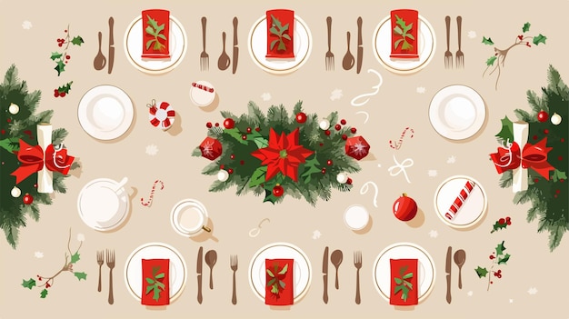 Vector elegant christmas table setting decor