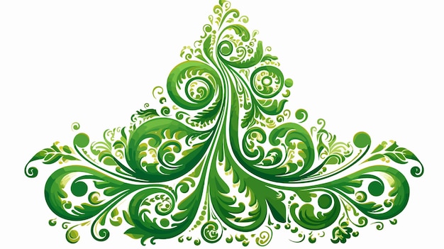 Vector elegant christmas tree with green arabic paisley pattern