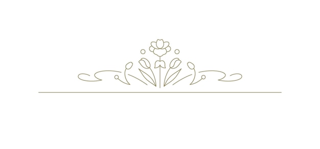 Vector elegant classic botanical divider golden monochrome flower line art decorative element vector