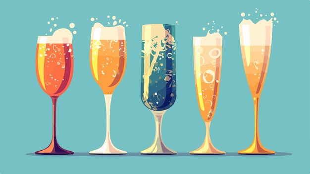 Vector elegant classic champagne glass illustration for alcohol beverage theme