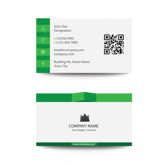 Elegant Clean Flat Fold Minimal Style Green Color Business Visiting Card