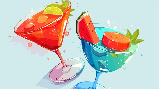 Vector elegant cocktail drink glasses vector icon set for design projects