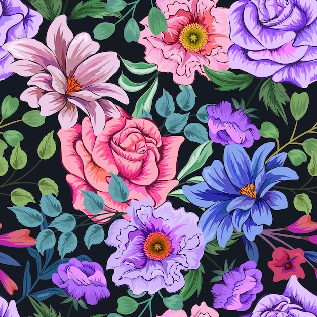 Elegant colorful seamless floral pattern