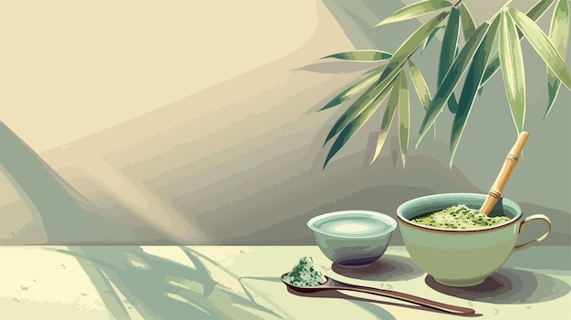 Elegant Composition of Powdered Blue Matcha Tea on Colorful Background